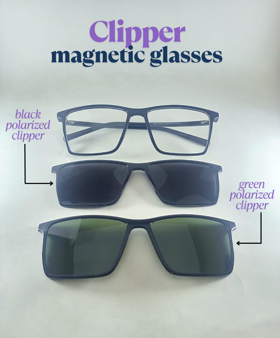 Special Black Edition Clip-on Sunglasses + Normal Glasses
