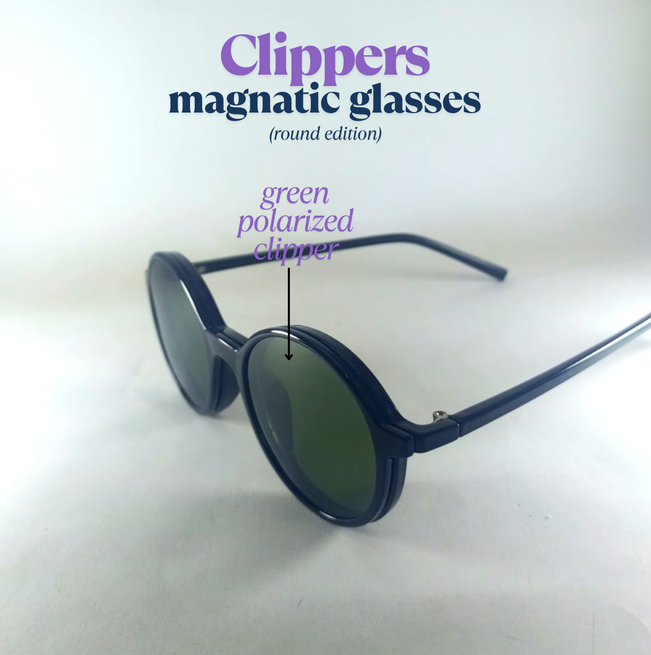 Round Edition Clip-on glasses Sunglasses + Normal glasses.