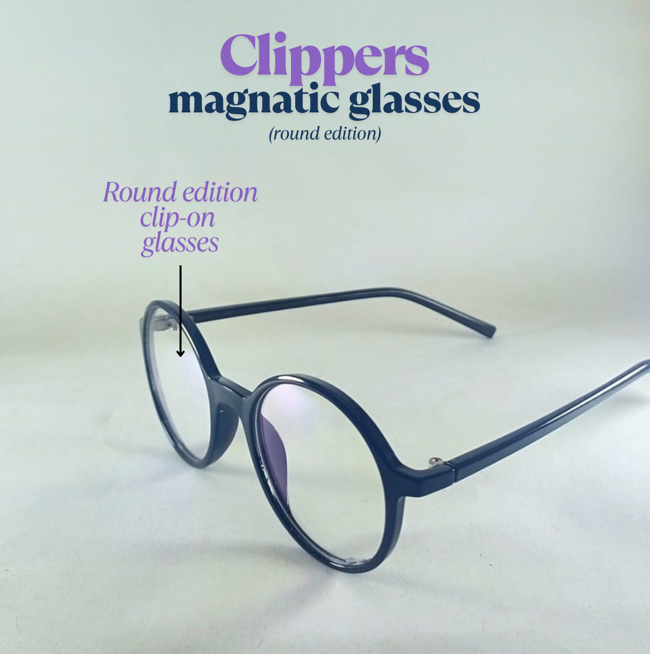 Round Edition Clip-on glasses Sunglasses + Normal glasses.