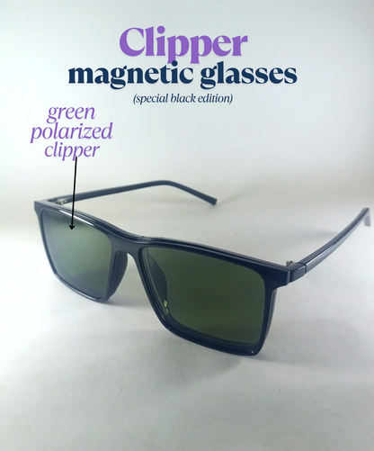 Special Black Edition Clip-on Sunglasses + Normal Glasses