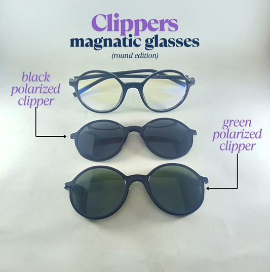 Round Edition Clip-on glasses Sunglasses + Normal glasses REC-09