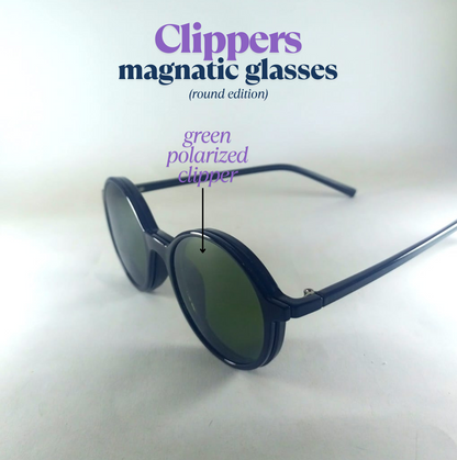 Round Edition Clip-on glasses Sunglasses + Normal glasses.